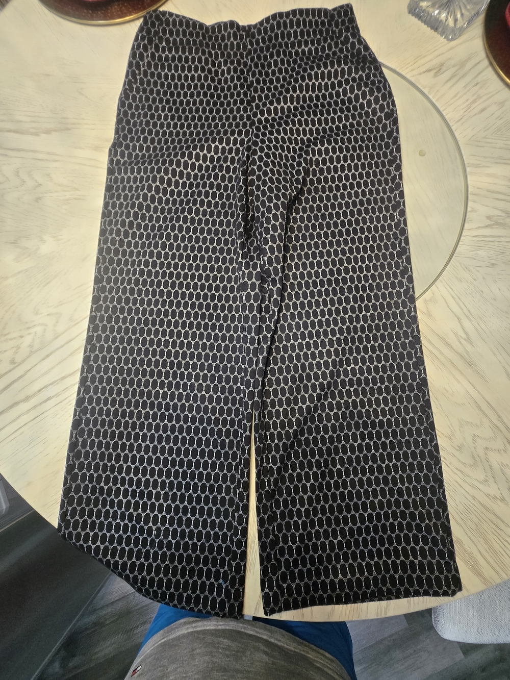 Jules & Leopold Black Geometric Wide-Leg Trousers